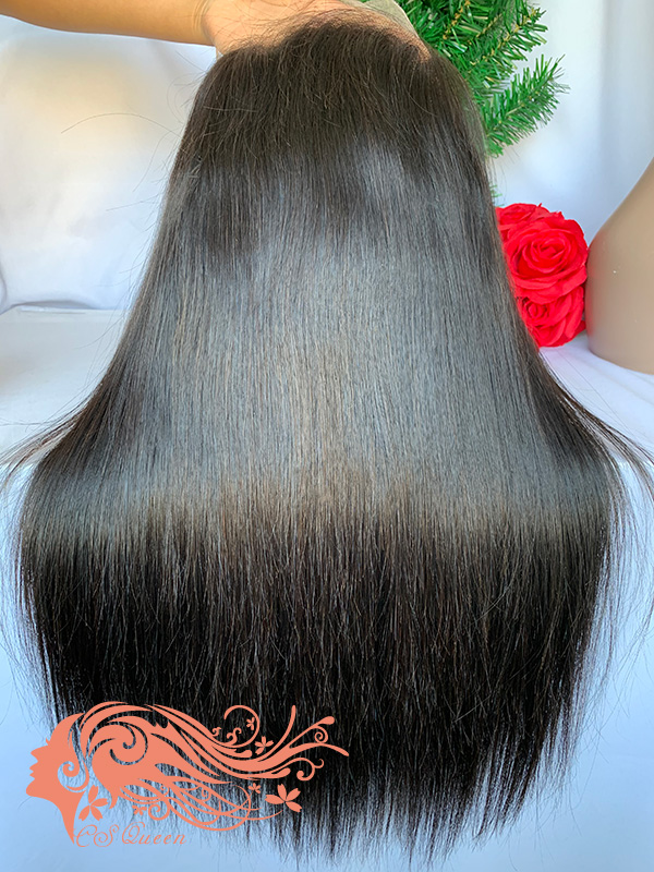 Csqueen Raw Straight hair 4*4 Transparent Lace Closure wig 100% Human Hair Transparent Wig 150%density - Click Image to Close